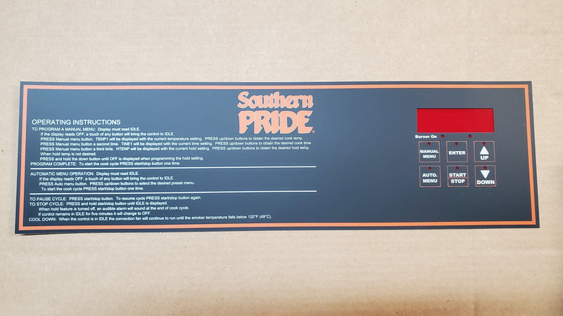 415047 SRG-400 Control Panel Mylar Overlay Sticker