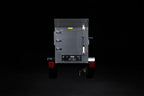 Southern Pride MLR-150 Mobile trailer-mounted gas rotisserie smoker, front view with doors closed