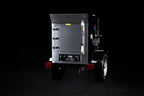 Southern Pride MLR-150 Mobile trailer-mounted gas rotisserie smoker, left side view on the trailer