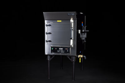 Southern Pride MLR-150 commercial gas rotisserie smoker, front three-quarter view