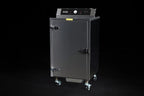 Southern Pride SC-100 commercial electric smoker, front three-quarter view on casters