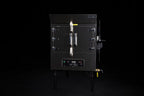Southern Pride SPX-300 commercial gas rotisserie smoker, front three-quarter view on legs