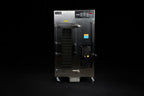 Southern Pride SRG-400 gas smoker with optional glass product door showing interior racks