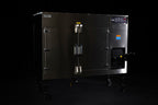 Southern Pride SRG-800 commercial gas smoker, angled view showing cabinet depth and firebox door