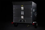 Southern Pride SP-700 Mobile trailer-mounted gas rotisserie smoker, left side view on the trailer