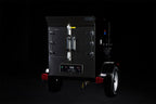 Southern Pride SPX-300 Mobile trailer-mounted gas rotisserie smoker, left side view on the trailer