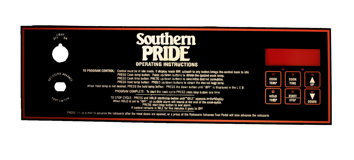 415039 MLR-150 MLR-850 Polyester Control Overlay - Southern Pride of Texas®